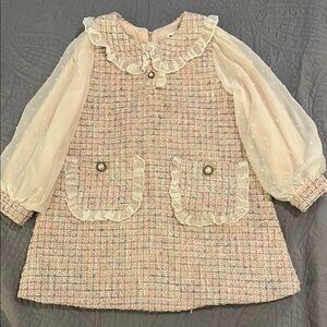 Vintage Style Kids Formal Dress in Pink and Cream